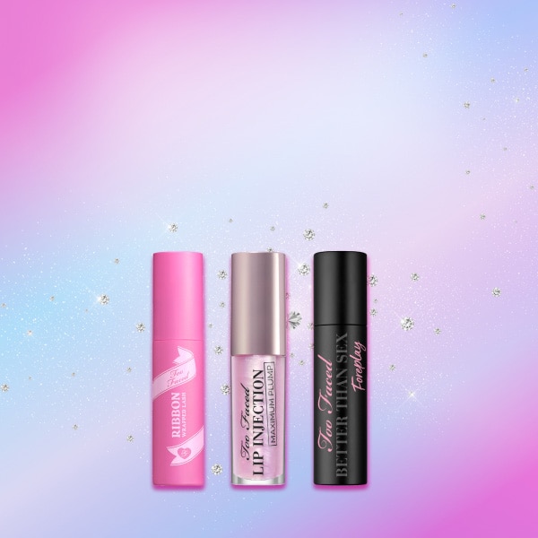 makeup products and pink hearts