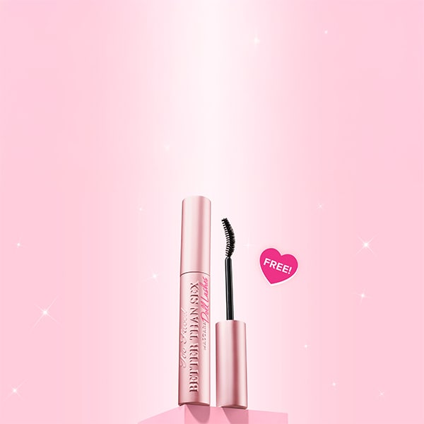 makeup products and pink hearts