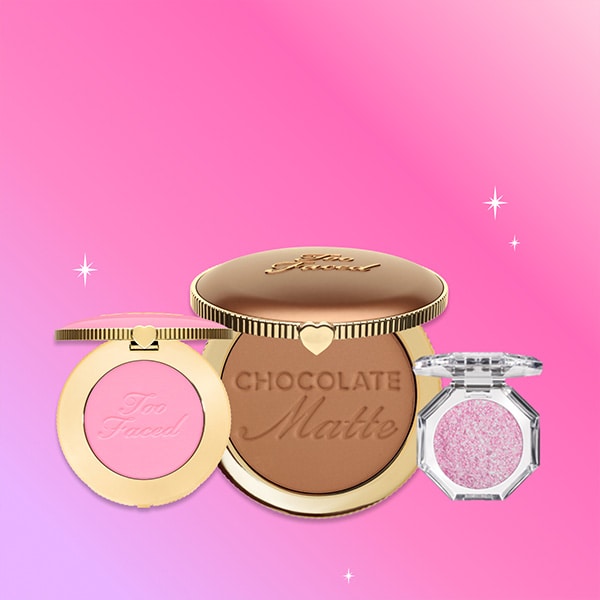 makeup products and pink hearts