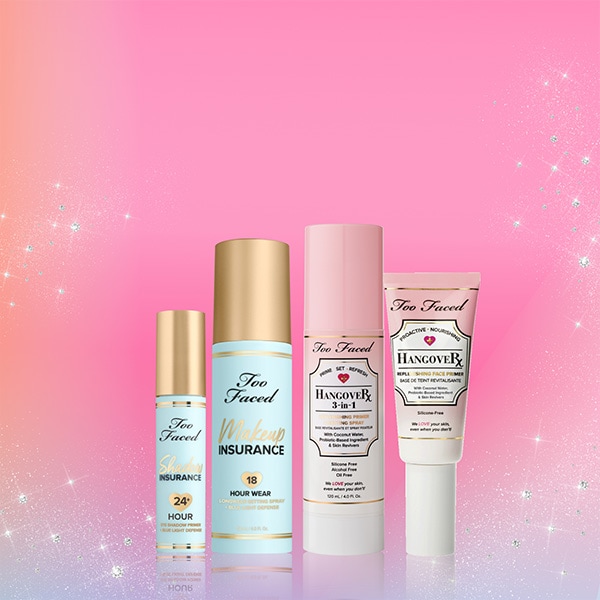 makeup products and pink hearts