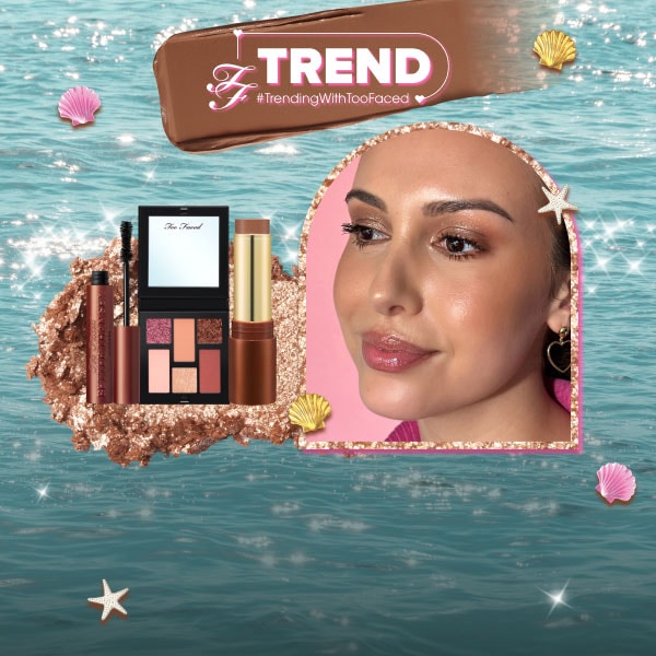 makeup products and pink hearts