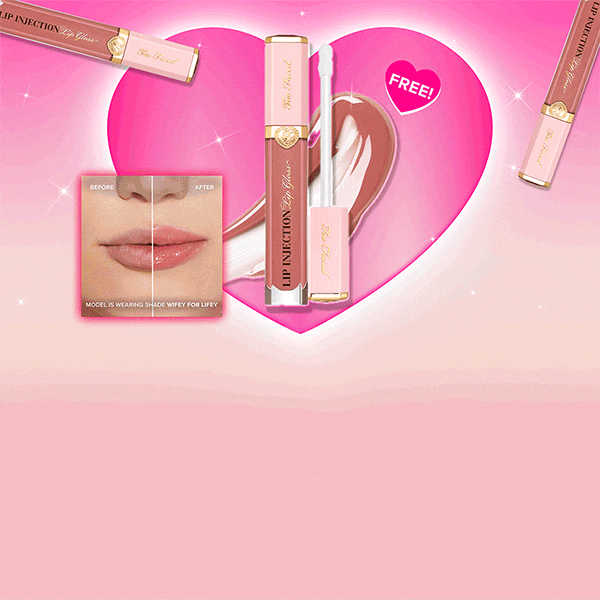 makeup products and pink hearts