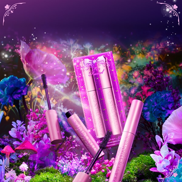 makeup products and pink hearts