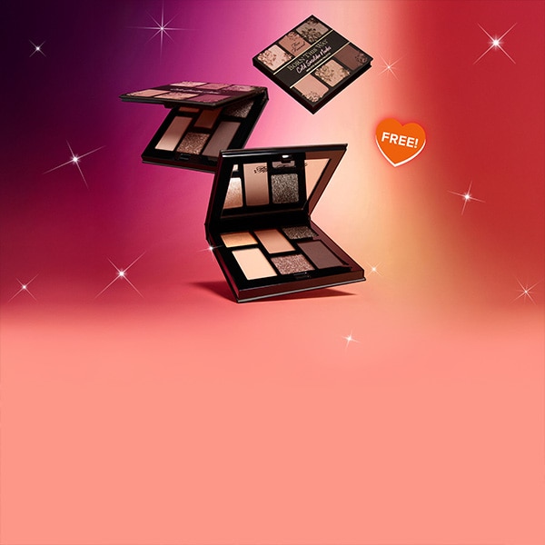 makeup products and pink hearts