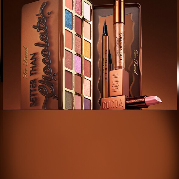 makeup products and pink hearts