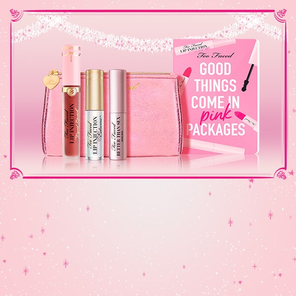 makeup products and pink hearts