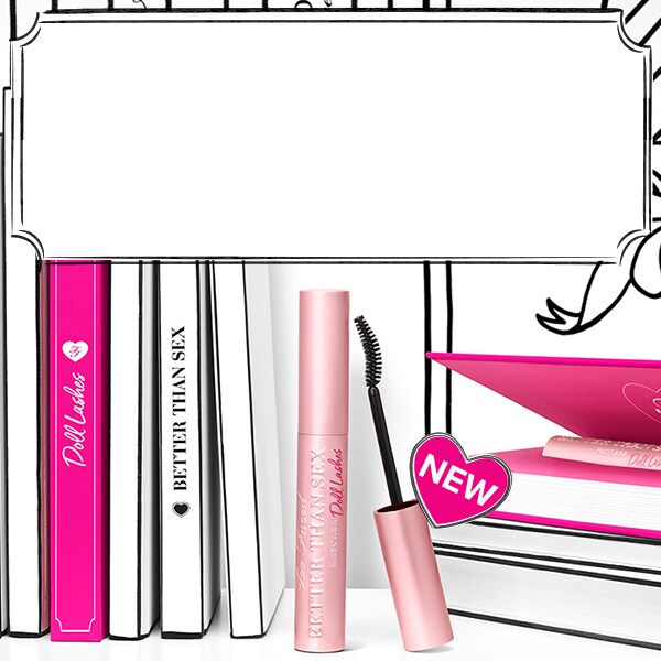 makeup products and pink hearts