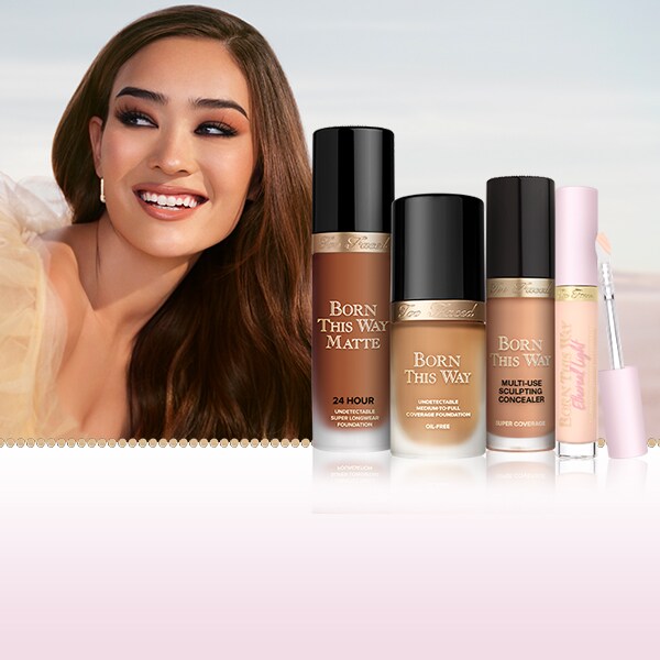 makeup products and pink hearts